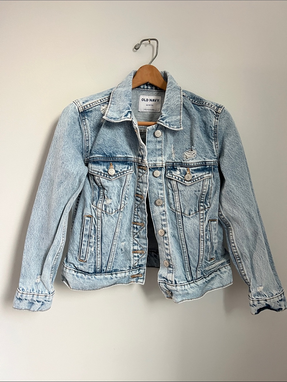 Old Navy | Distressed Light Washed Blue Denim Jean Jacket #7364400-00 Size XSP